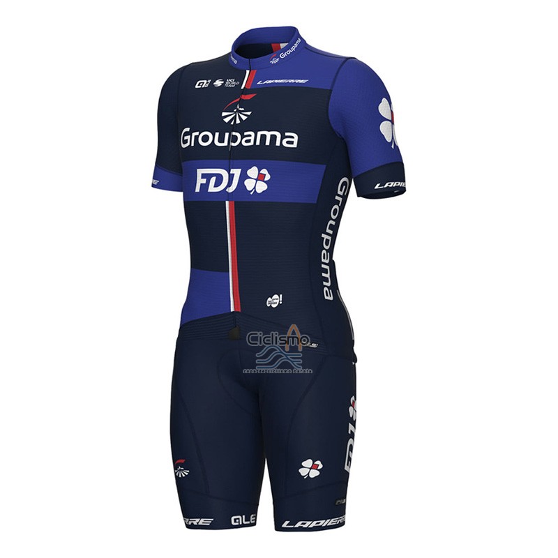 Groupama FDJ Ropa Ciclismo Culotte Corto 2023 Mangas Cortas Negro Violeta